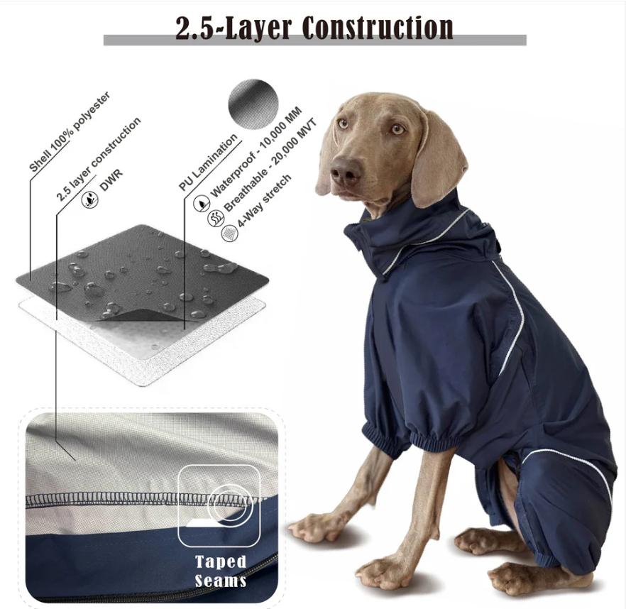 Dog Breathable Raincoat With Legs - Deep Nightfall (USA) - Image 2