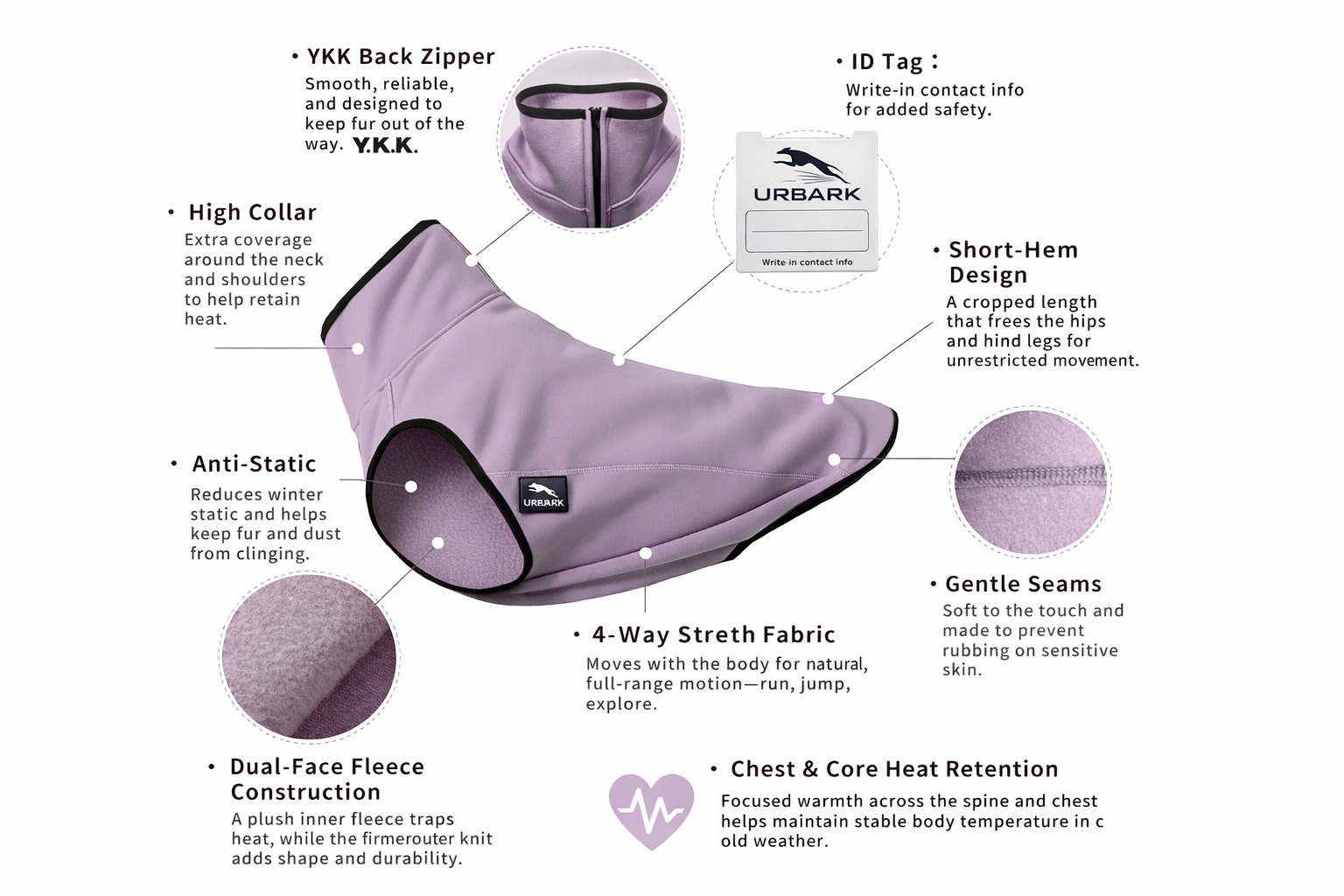 Dog Motion Fleece Vest in Dust Mauve - Image 3
