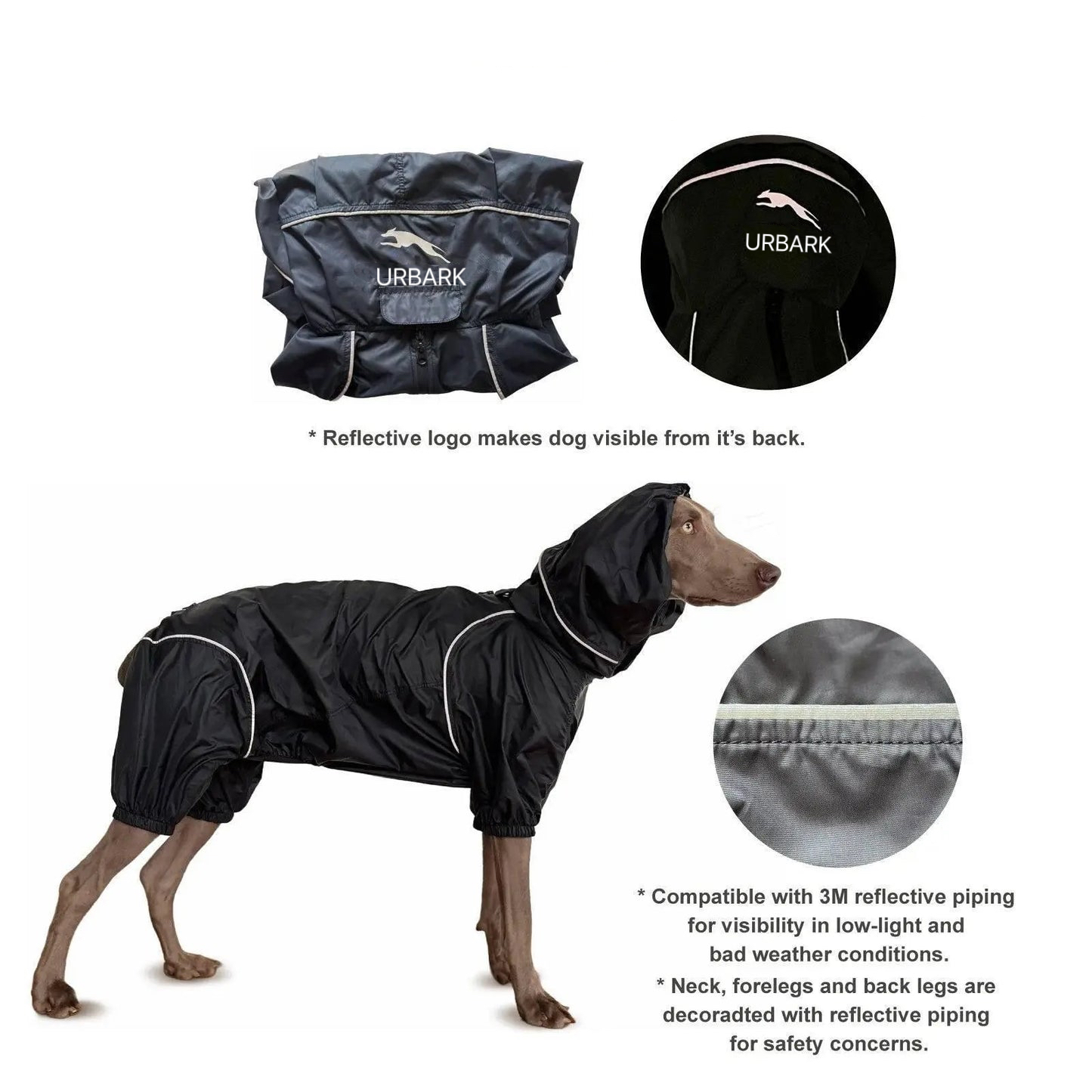URBARK Dog Lightweight Windbreaker-Dog Outdoor Jacket-Coal Black - Image 5