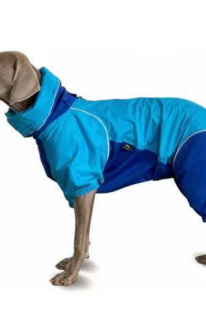 Dog Breathable Raincoat with Legs - Waterproof Hooded Raincoat (Sky Blue)