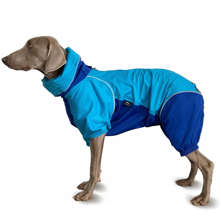 Dog Breathable Raincoat with Legs - Waterproof Hooded Raincoat (Sky Blue)