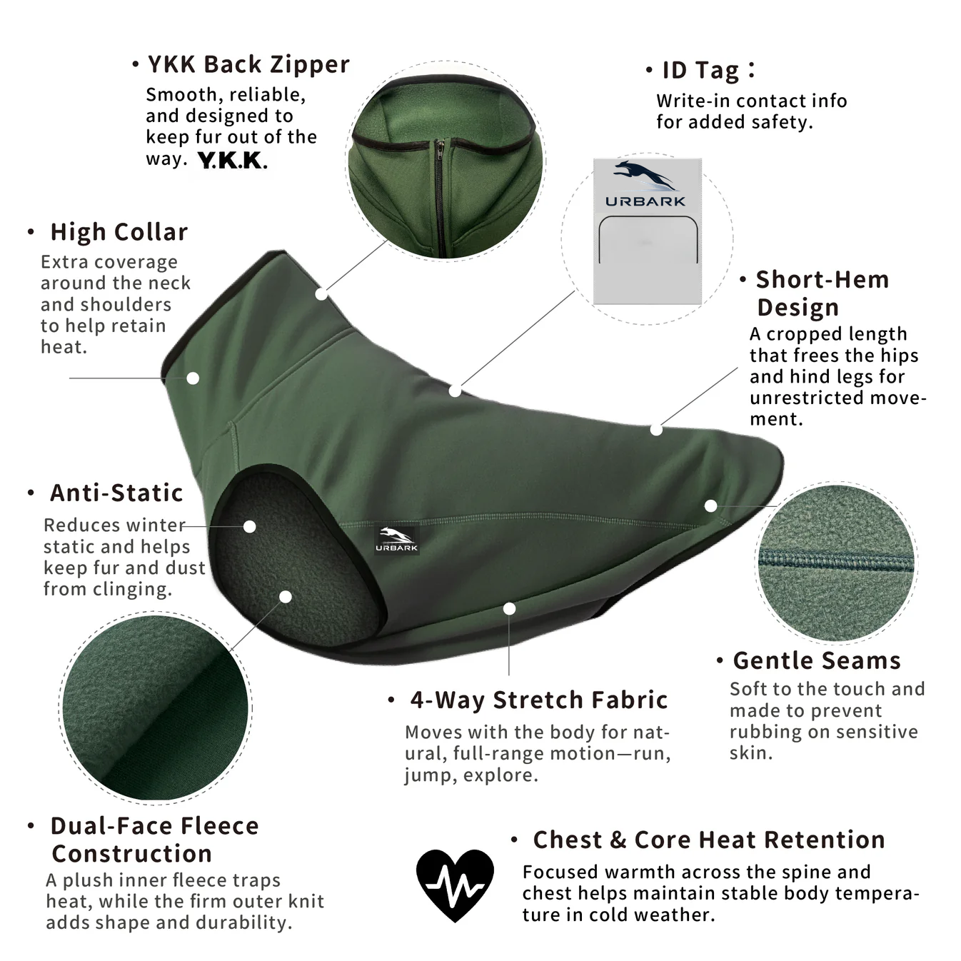 Dog Motion Fleece Vest - Forest Moss - Image 3
