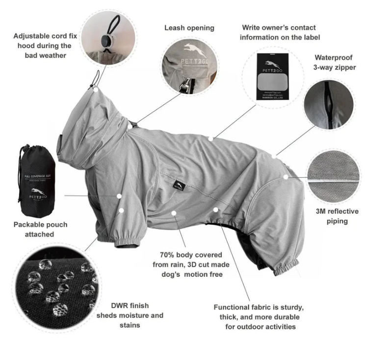 Lightweight Dog Windbreaker for Outdoor Adventures-Grey - Image 4